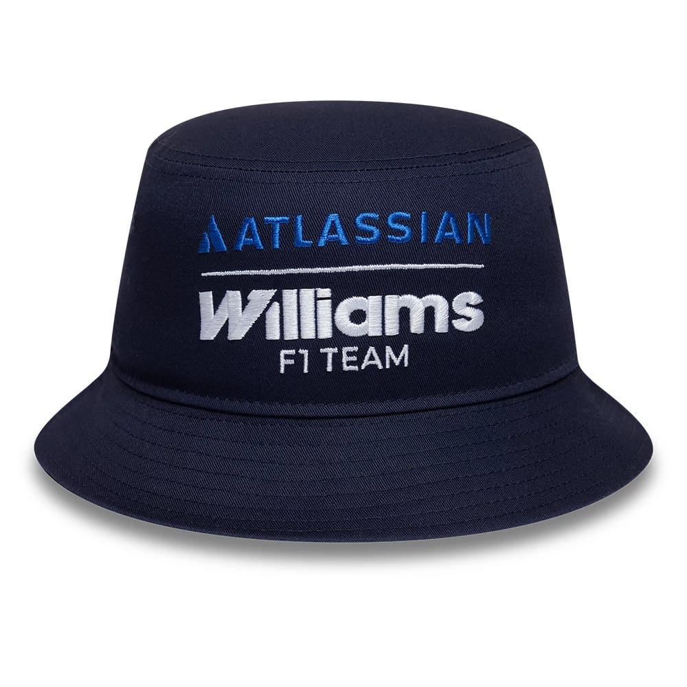 Pictured is this Atlassian Williams F1 Team Essential Bucket hat in navy. 2