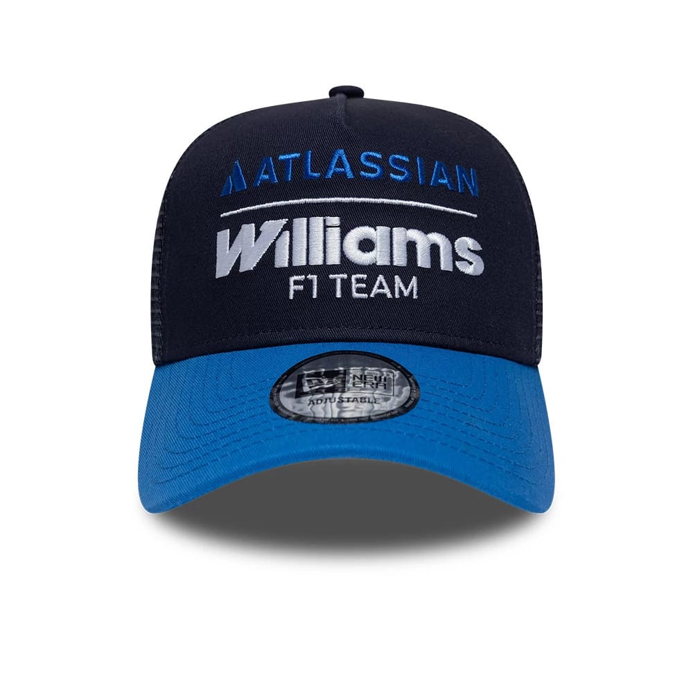 Pictured is this Atlassian Williams F1 Team Essential 9FORTY A-Frame Trucker Adjustable cap in navy. 2