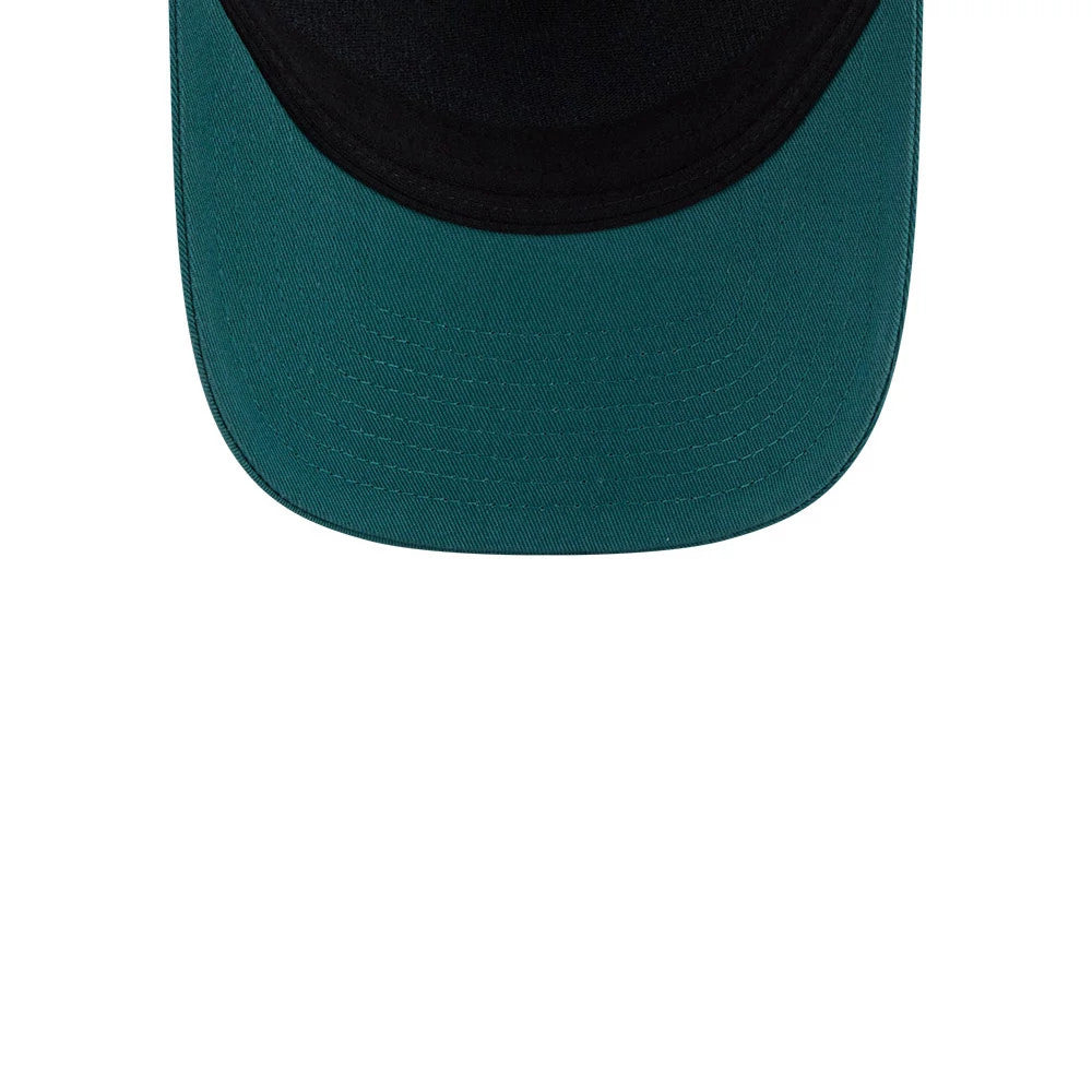 Pictured is this Womens NFL Philadelphia Eagles 9FORTY M-Crown A-Frame Trucker cap in dark green. 7