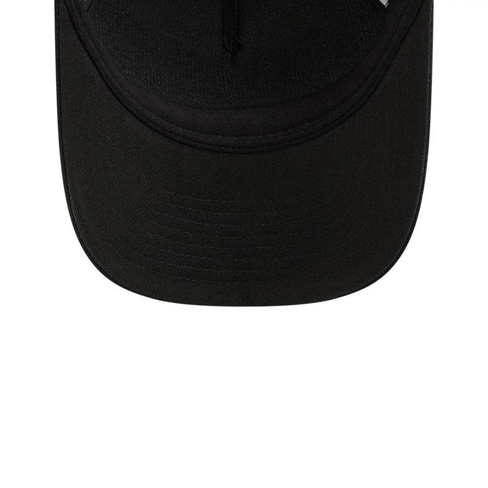 Pictured is this Womens NFL Las Vegas Raiders 9FORTY M-Crown A-Frame Trucker cap in black. 7