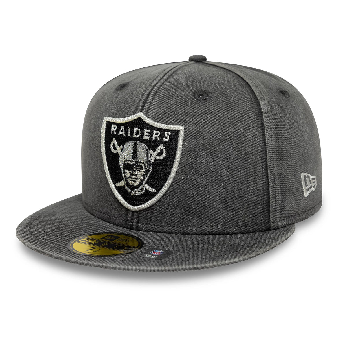 Pictured is this NFL Washed Las Vegas Raiders 59FIFTY Fitted cap in black. 1
