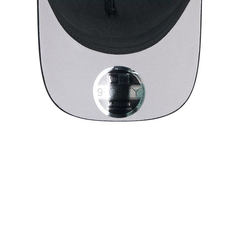 Pictured is this NFL All Over Las Vegas Raiders 9FORTY M-Crown A-Frame Trucker cap in black. 2
