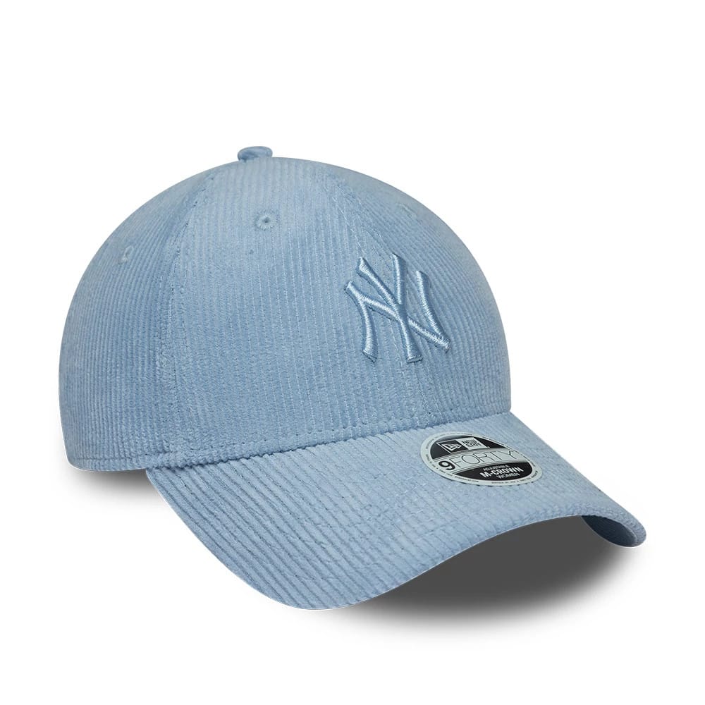 Pictured is this Womens MLB Pastel Cord New York Yankees 9FORTY M-Crown cap in Blue. 3