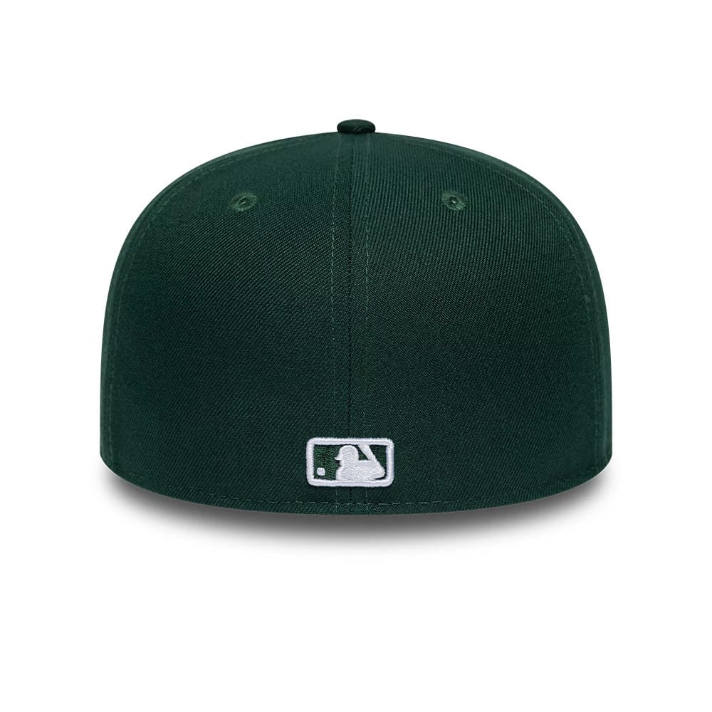 Pictured is this MLB League Essential Athletics 59FIFTY Fitted cap in dark green. 4