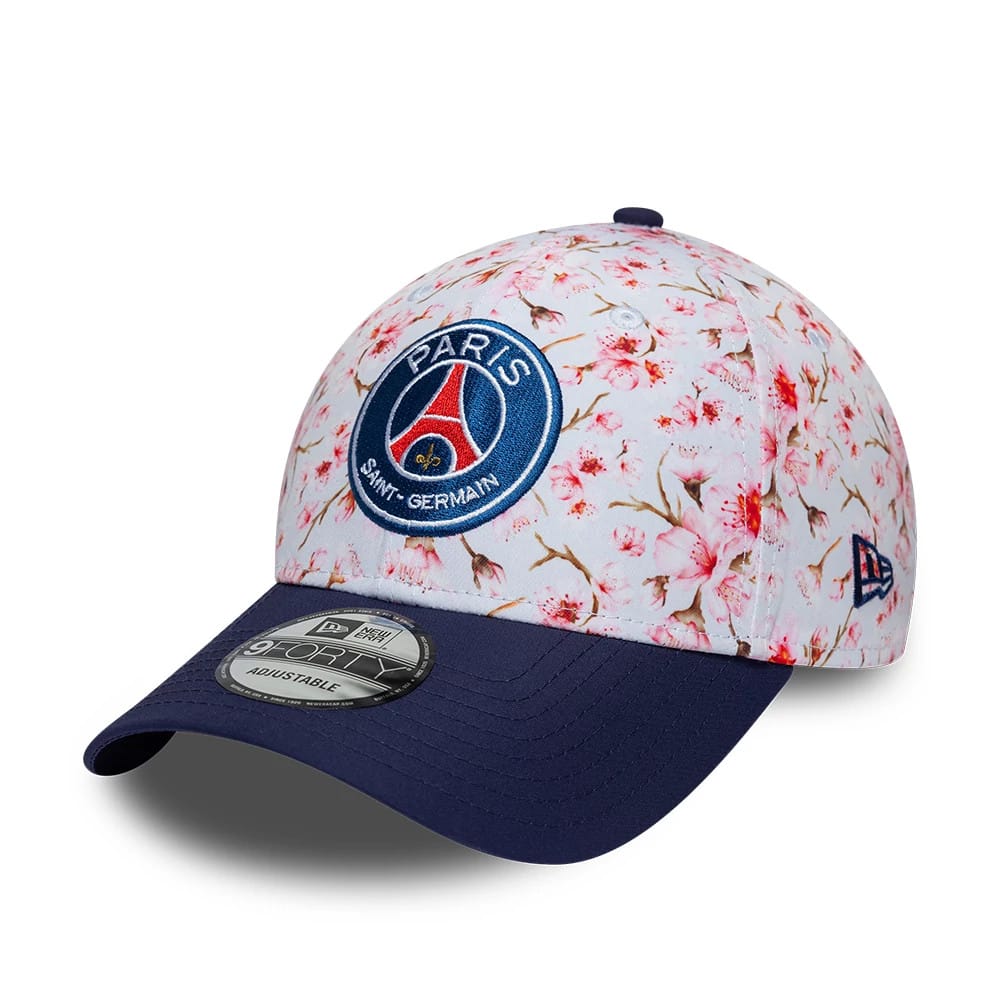 Pictured is this Paris Saint-Germain Cherry Blossom 9FORTY Adjustable cap in navy. 1