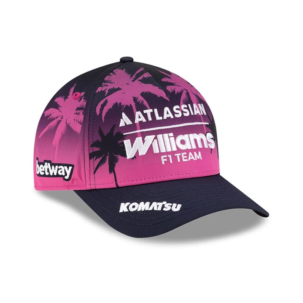 Pictured is this Miami Atlassian Williams F1 Team 9FORTY M-Crown A-Frame cap in navy. 1