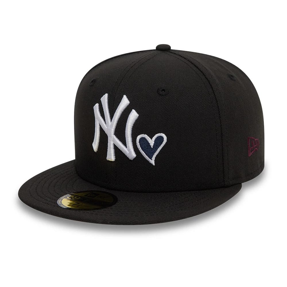 Pictured is this MLB Heart Icon New York Yankees 59FIFTY Fitted cap in black. 1