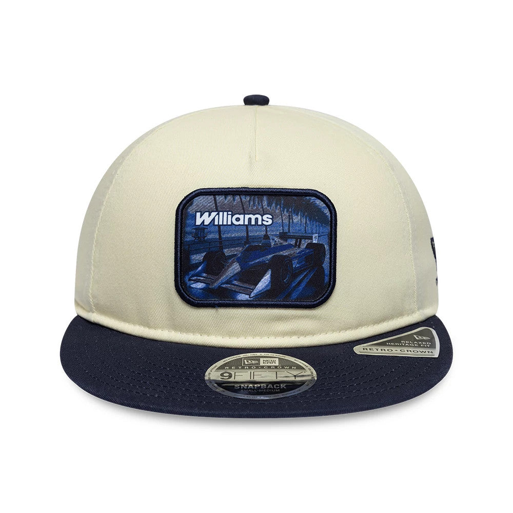 Pictured is this New Wave Atlassian Williams F1 Team Retro Crown 9FIFTY cap in Cream. 2