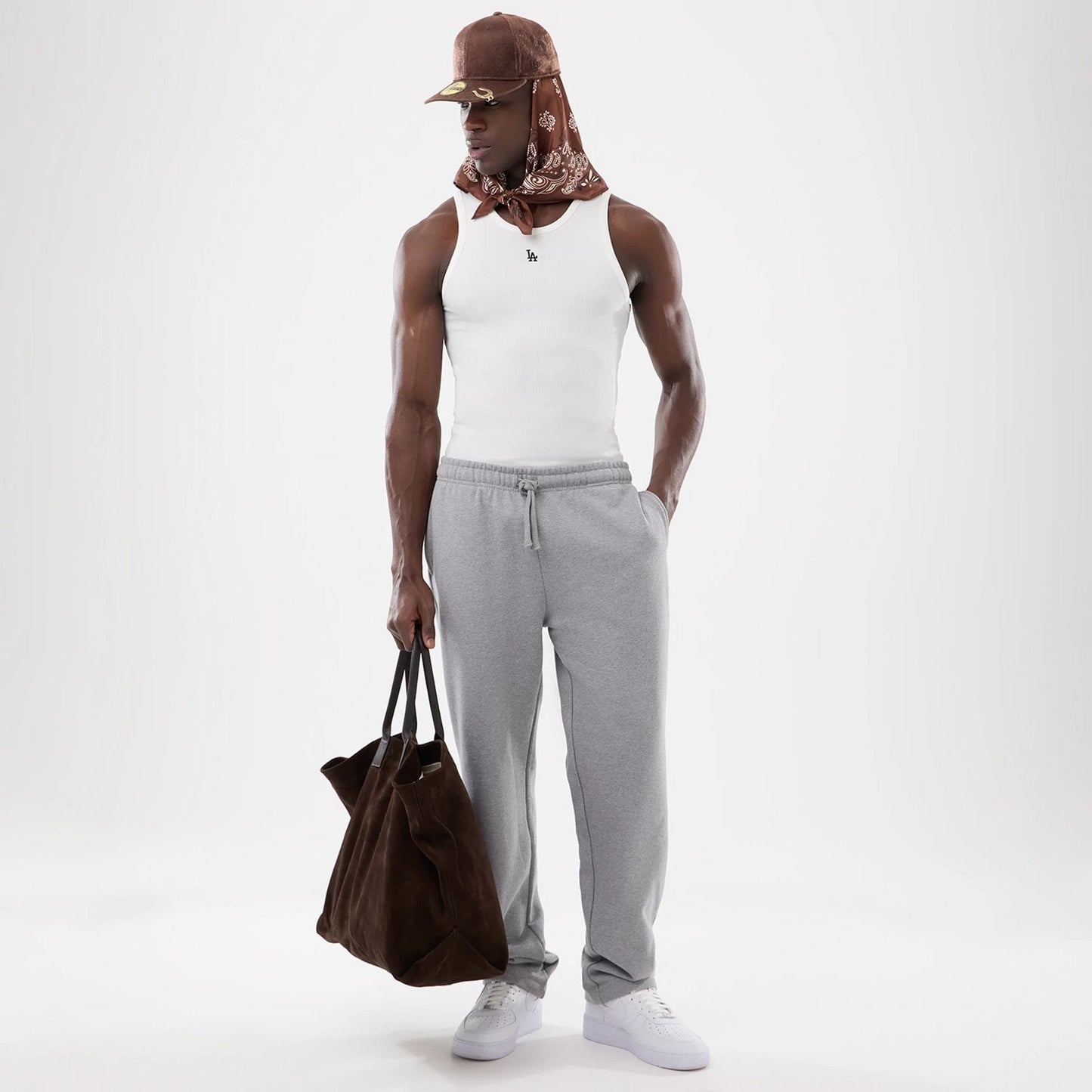 The model is wearing this MLB Rib LA Dodgers Vest in white. 7