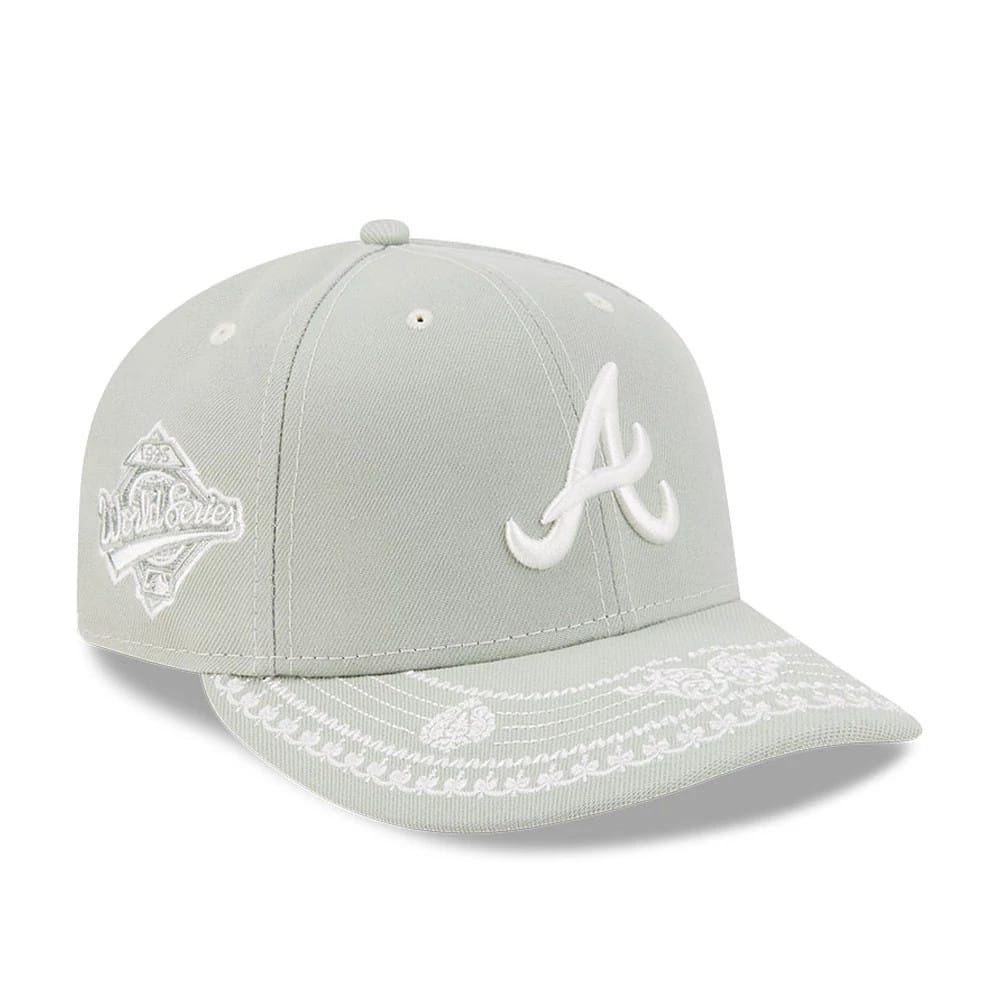 Pictured is this MLB Fathers Day Atlanta Braves 59FIFTY Fitted cap in pastel green. 1