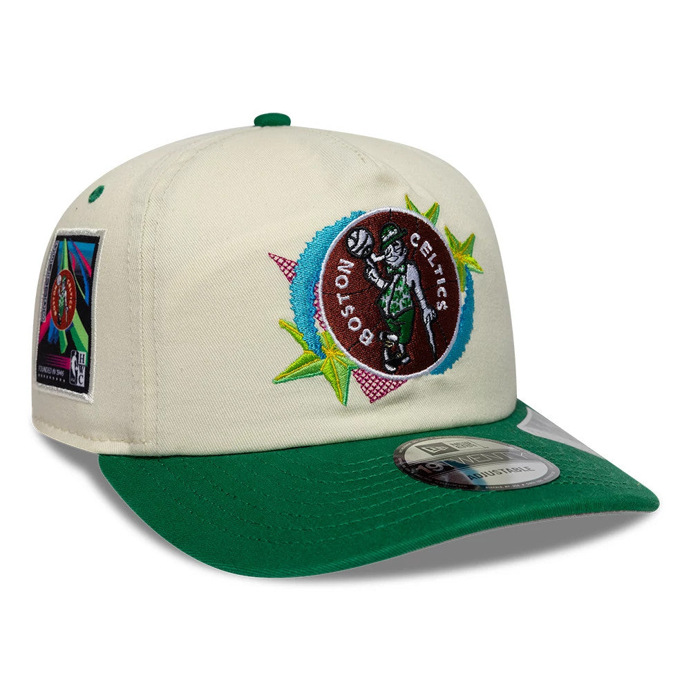 Pictured is this NBA Hardwood Classic Boston Celtics 19TWENTY Adjustable cap in cream & green. 1