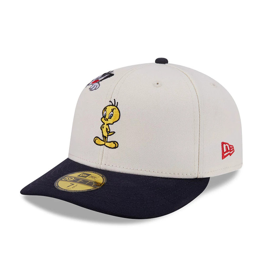 Pictured is this Looney Tunes Pwetty Cat Multi Character 59FIFTY Fitted cap in beige & navy. 4