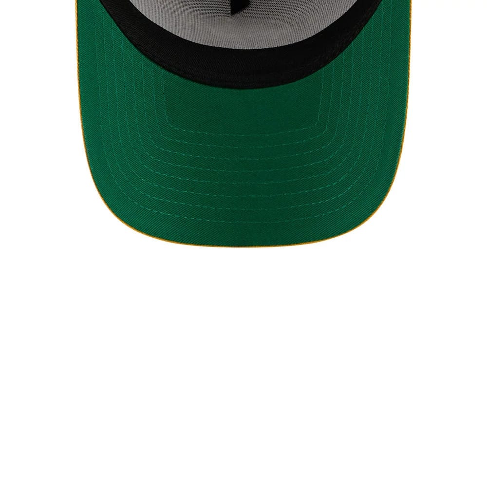 Pictured is this MLB X Anchorman Whammy San Diego Padres 9FORTY A-Frame Trucker Adjustable cap in dark brown. 2