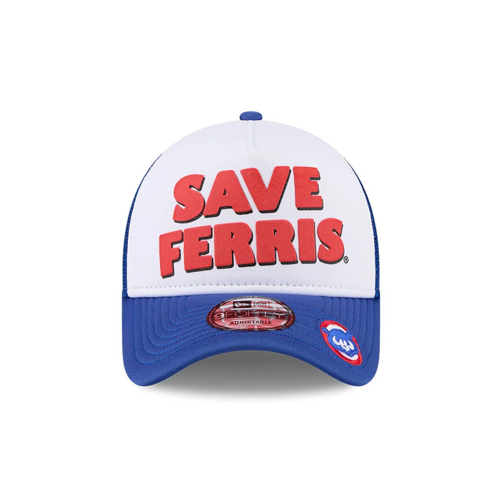 Pictured is this MLB X Ferris Bueller's Day Off Chicago Cubs 9FORTY A-Frame Trucker Adjustable cap in white. 3