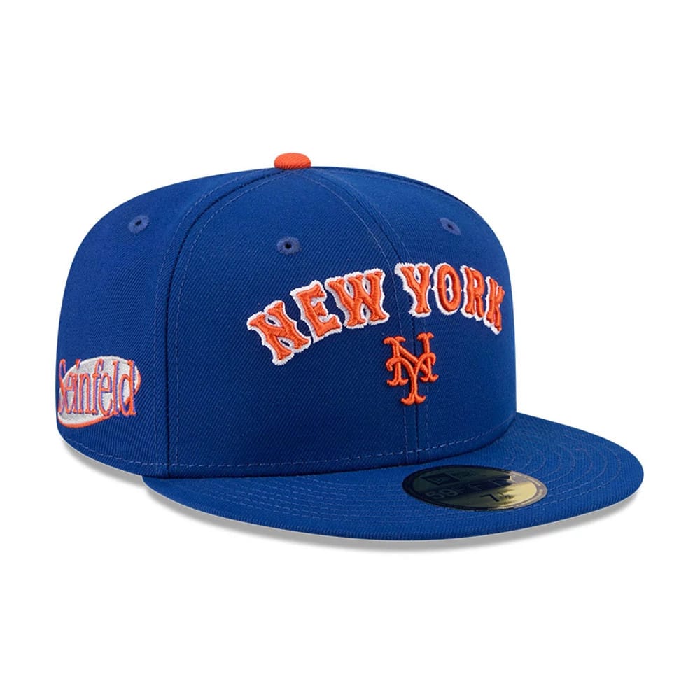 Pictured is this MLB X Seinfeld New York Mets 59FIFTY Fitted cap in blue. 1
