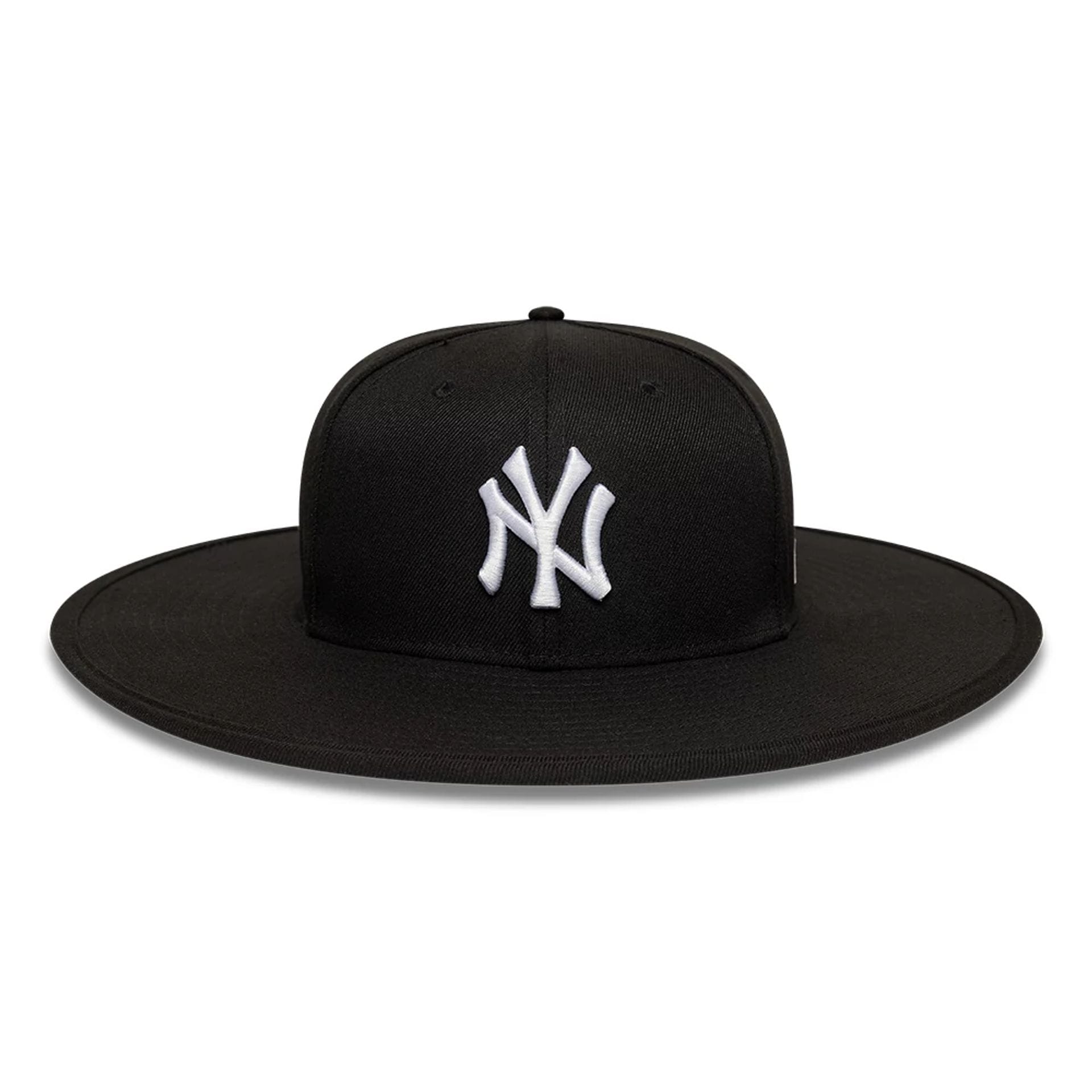 Pictured is this MLB 6 Panel New York Yankees Fitted Bucket hat in black. 2