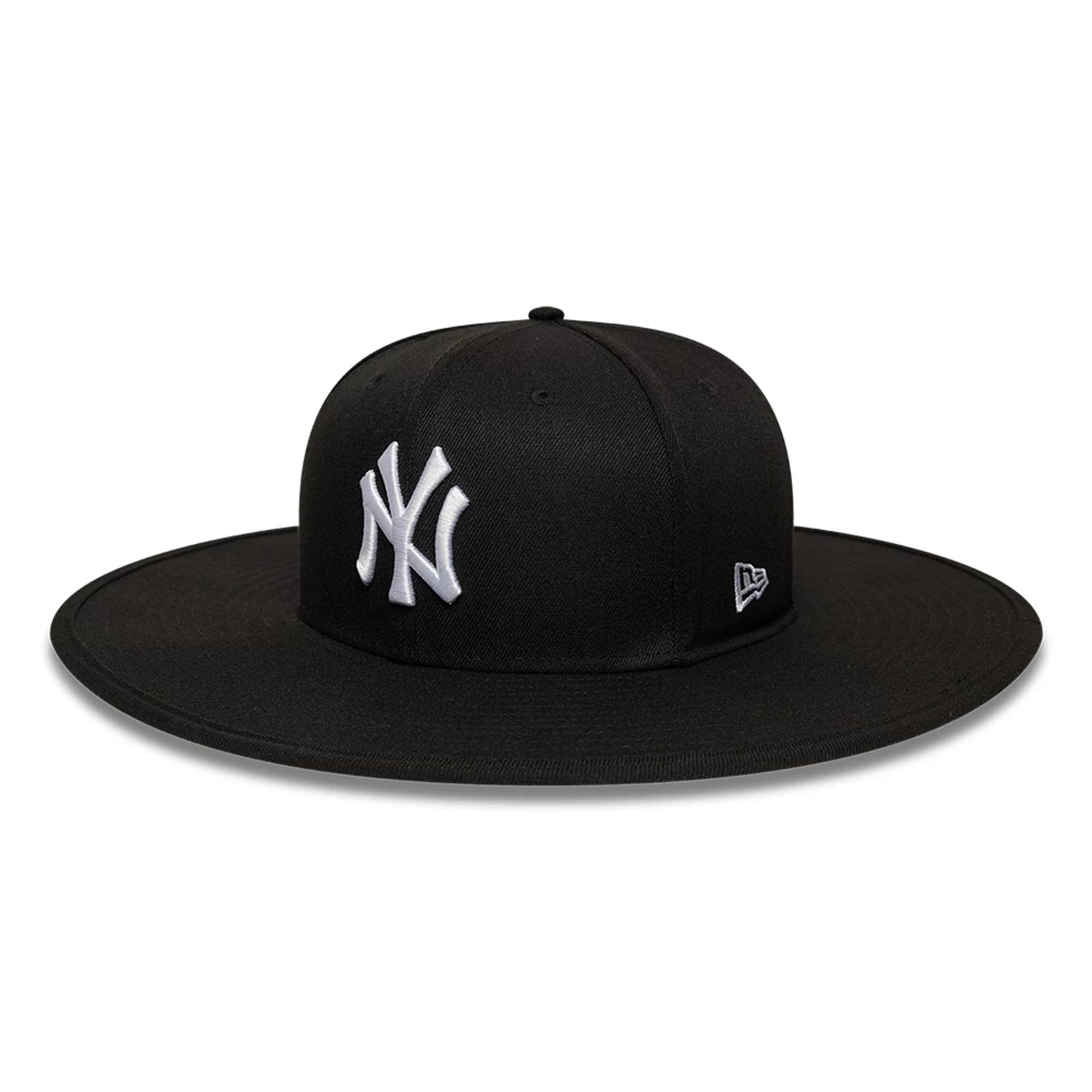 Pictured is this MLB 6 Panel New York Yankees Fitted Bucket hat in black. 1