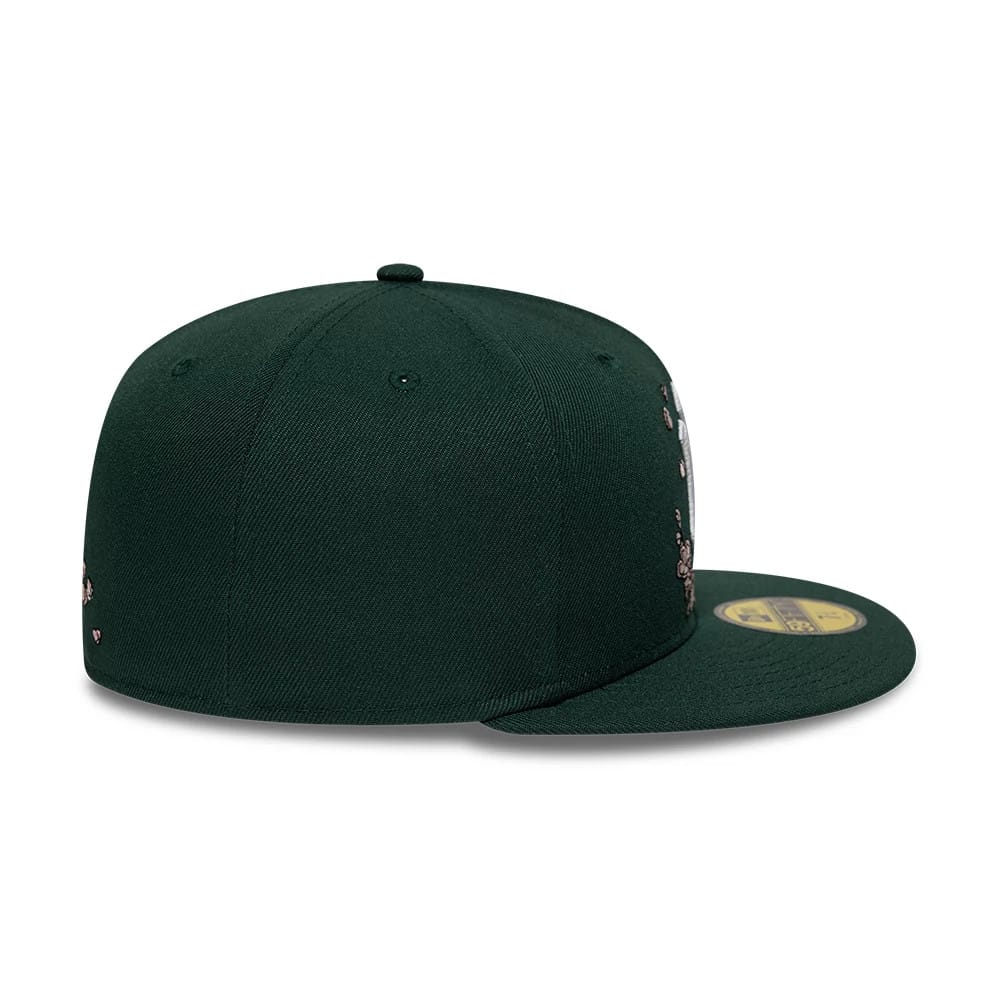 Pictured is this MLB Cherry Blossom New York Yankees 59FIFTY Fitted cap in dark green. 7