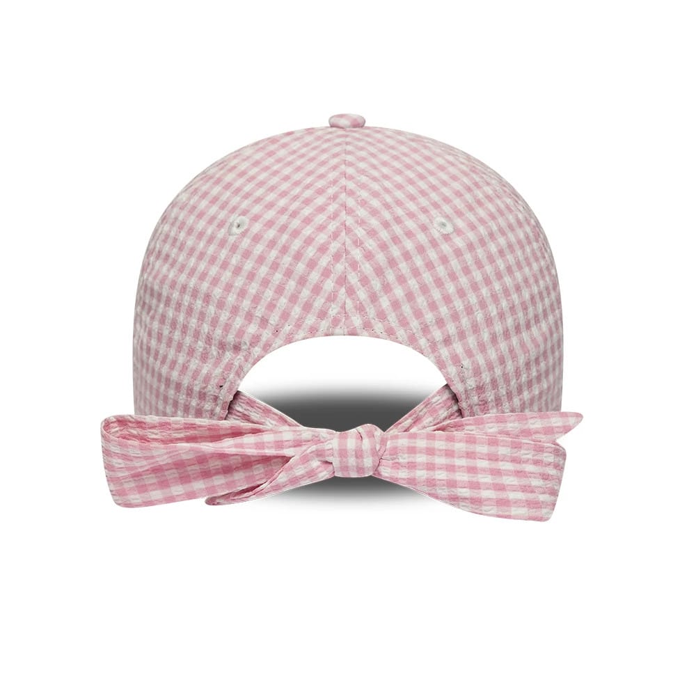 Pictured is this New Era Gingham Bowback 9TWENTY Adjustable cap in pastel pink. 2