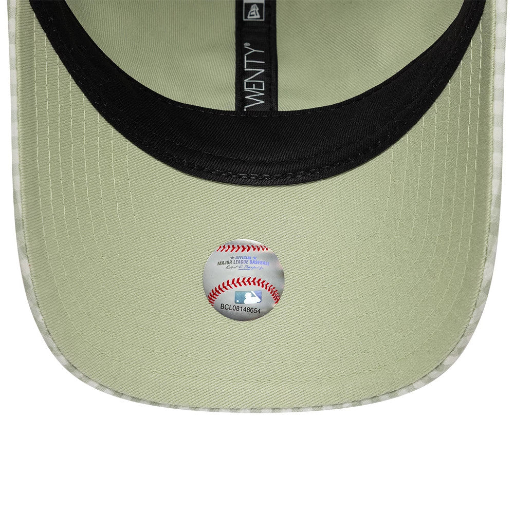 Pictured is this MLB Gingham Bowback Atlanta Braves 9TWENTY Adjustable cap in pastel green. 7