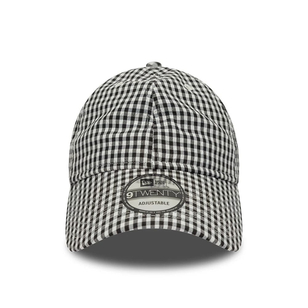 Pictured is this New Era Gingham Bowback 9TWENTY Adjustable cap in black. 3