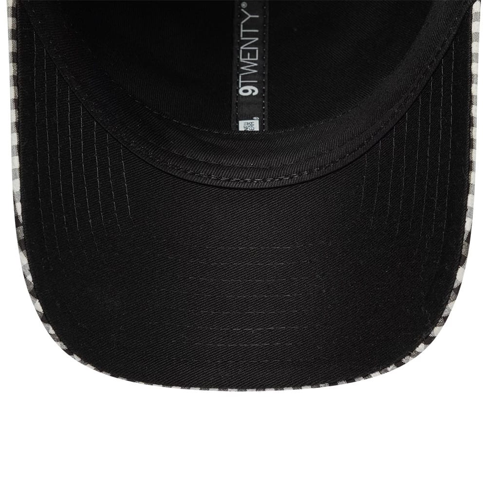 Pictured is this New Era Gingham Bowback 9TWENTY Adjustable cap in black. 7