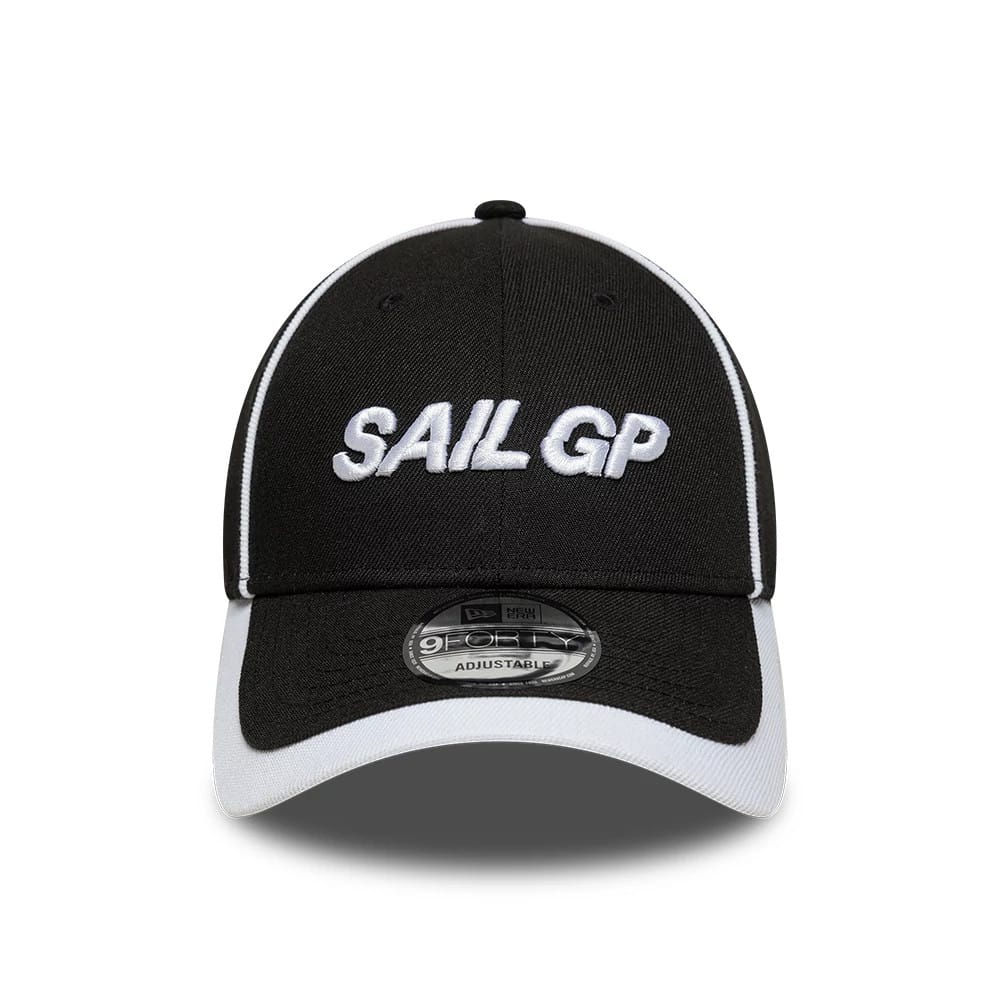 Pictured is this Repreve® Sail GP Piping 9FORTY cap in black. 2