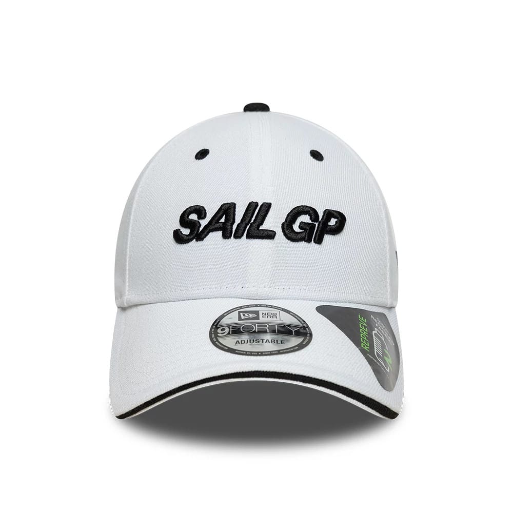Pictured is this Repreve® Sail GP Sandwich Visor 9FORTY cap in white. 2