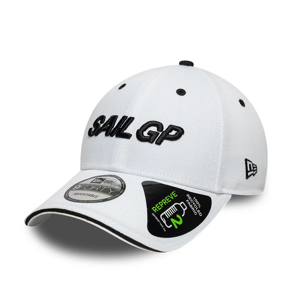 Pictured is this Repreve® Sail GP Sandwich Visor 9FORTY cap in white. 1