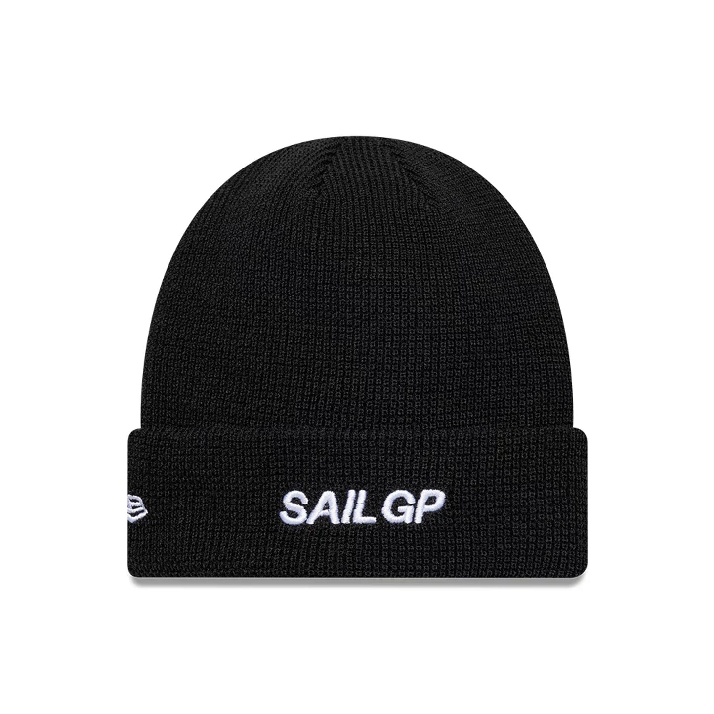 Pictured is this Waffle Sail GP Cuff Knit Beanie cap in black. 2