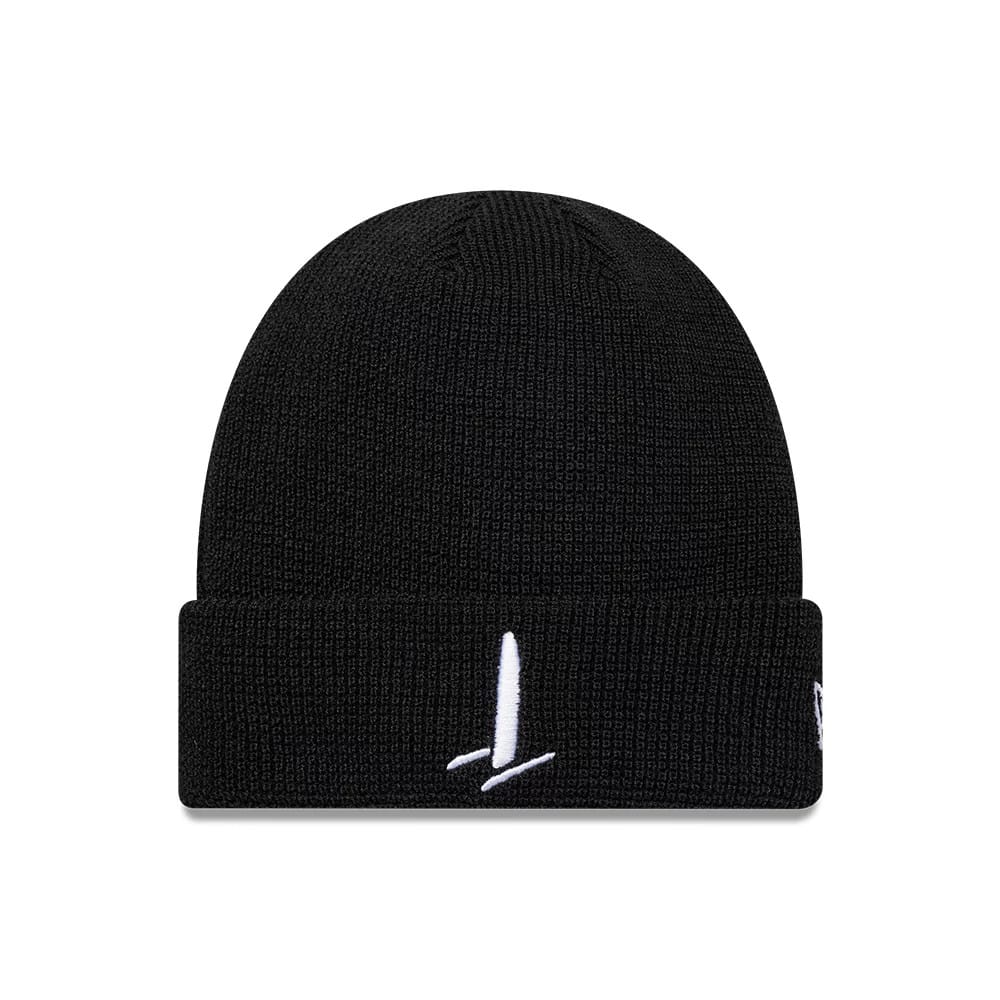 Pictured is this Waffle Sail GP Cuff Knit Beanie cap in black. 1