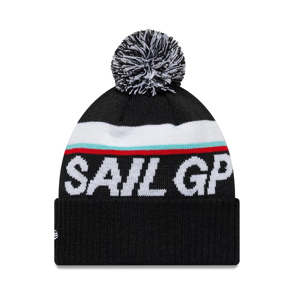 Pictured is this Sport Sail GP Cuff Knit Beanie cap in black. 2