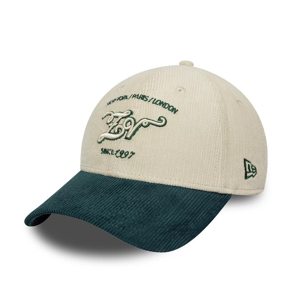 Pictured is this New Era X Zadig & Voltaire Cord 9FORTY Adjustable cap in cream & green. 1