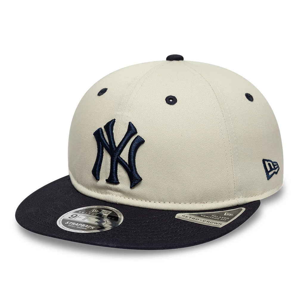 Pictured is this MLB New York Yankees Retro Crown 9FIFTY cap in light beige & navy. 1