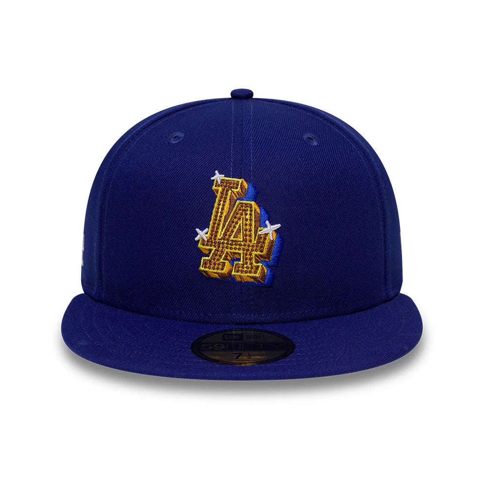 Pictured is this MLB Emblem LA Dodgers 59FIFTY Fitted cap in dark blue. 3