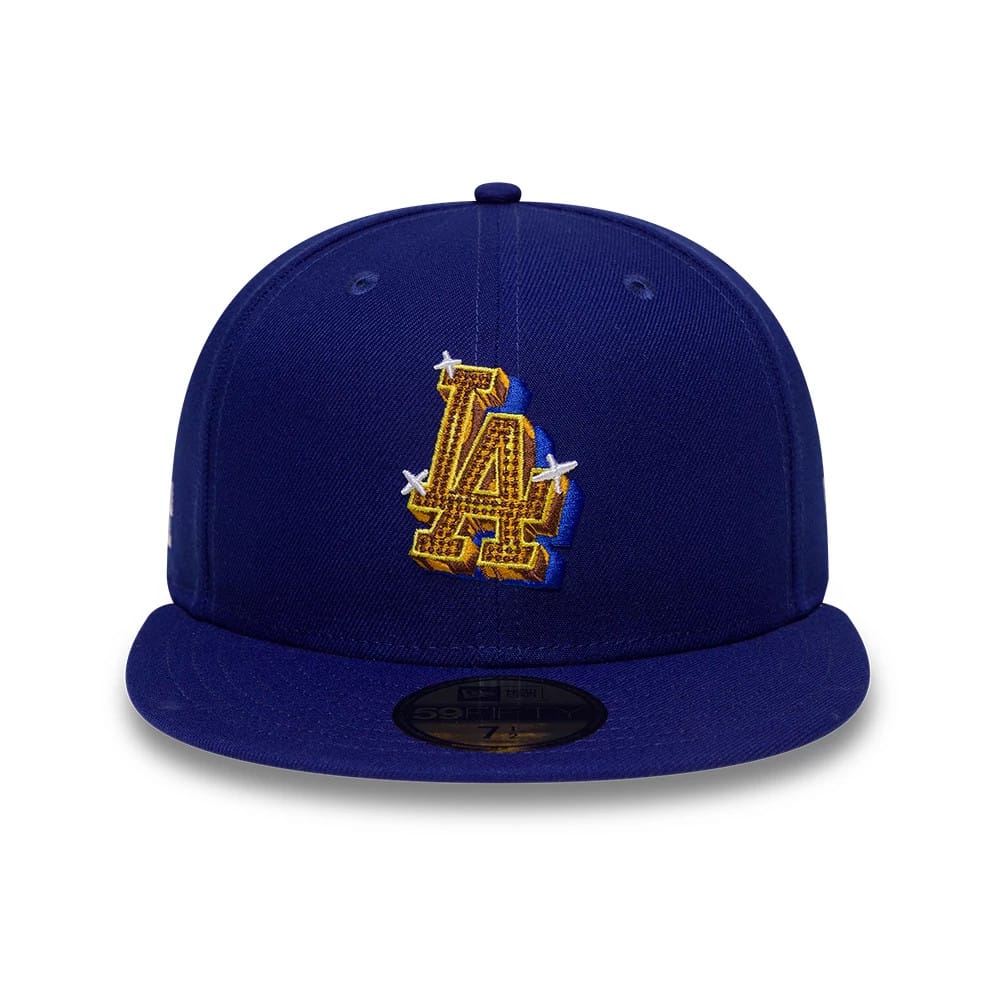 Pictured is this MLB Emblem LA Dodgers 59FIFTY Fitted cap in dark blue. 3