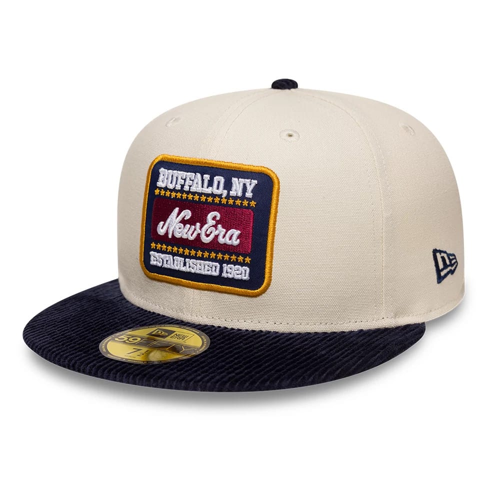 Pictured is this New Era Patch Cord 59FIFTY Fitted cap in cream & black. 1