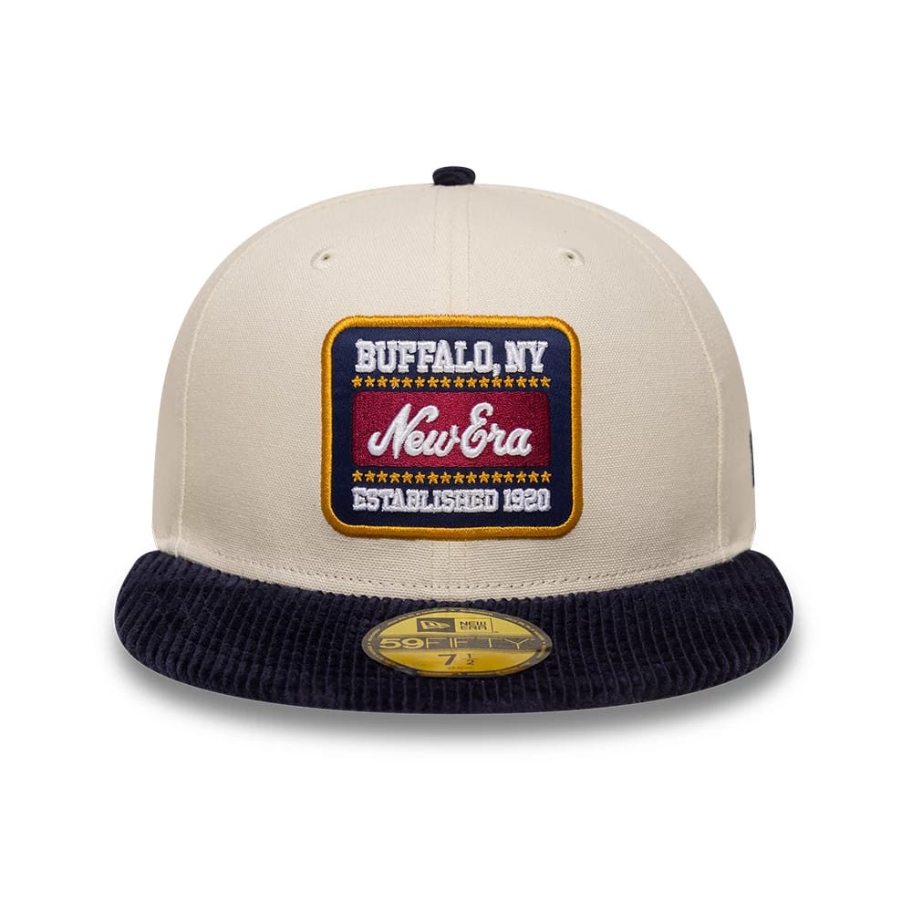 Pictured is this New Era Patch Cord 59FIFTY Fitted cap in cream & black. 2