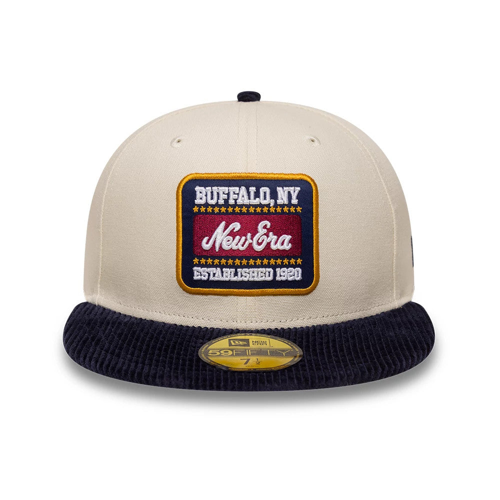 Pictured is this New Era Patch Cord 59FIFTY Fitted cap in cream & black. 2