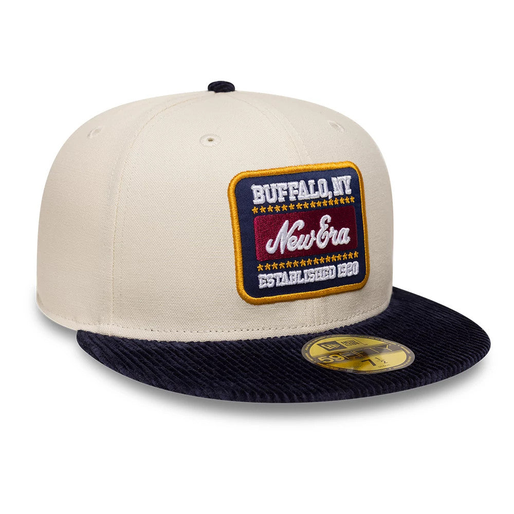 Pictured is this New Era Patch Cord 59FIFTY Fitted cap in cream & black. 3