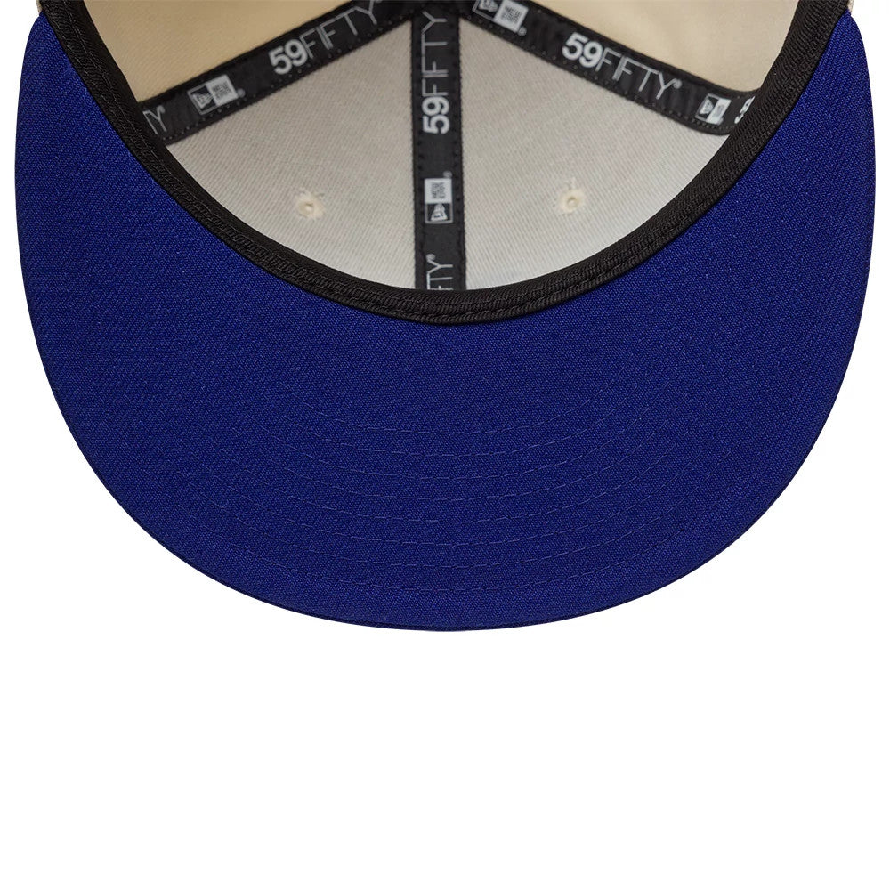 Pictured is this MLB Side Script LA Dodgers 59FIFTY Fitted cap in cream & blue. 6
