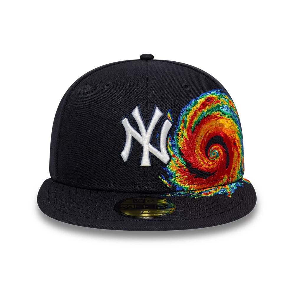 Pictured is this MLB Storm Pattern New York Yankees 59FIFTY Fitted cap in navy. 2