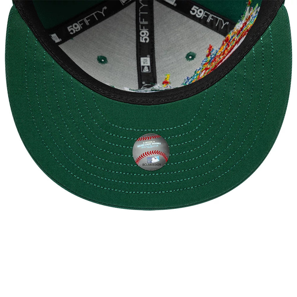 Pictured is this MLB Storm Pattern Miami Marlins 59FIFTY Fitted cap in Dark Green. 7