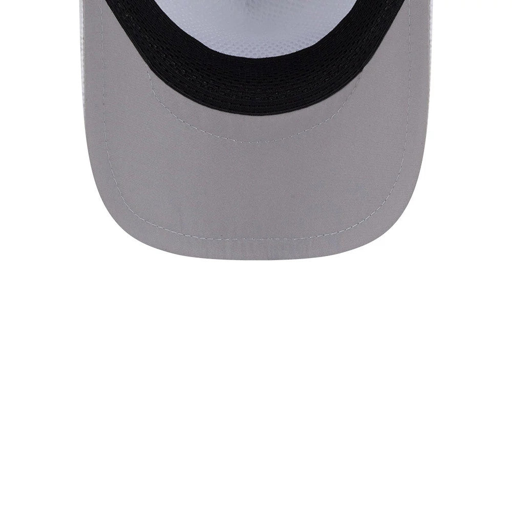 New Era Golf White Camo New Era 9FORTY Apex Adjustable Cap, inside view showing the black sweatband encircling the white mesh crown, with a grey undervisor stitched along the edge.