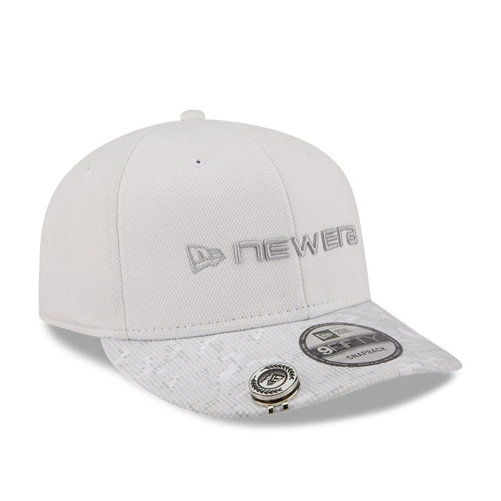 Pictured is this New Era Golf 9FIFTY Snapback cap in white. 1