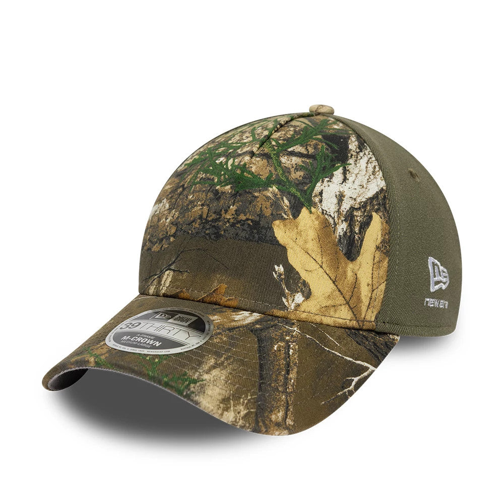 Pictured is this New Era Realtree Edge Camo 39THIRTY M-Crown A-Frame Stretch Fit cap in Realtree Edge camo. 1