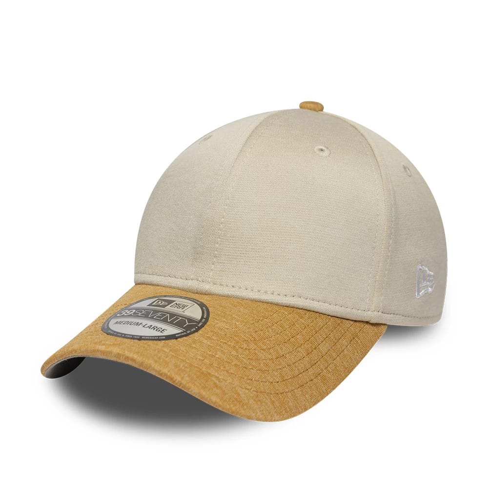 Pictured is this New Era 2 Tone 39SEVENTY Stretch Fit cap in Light Cream. 1