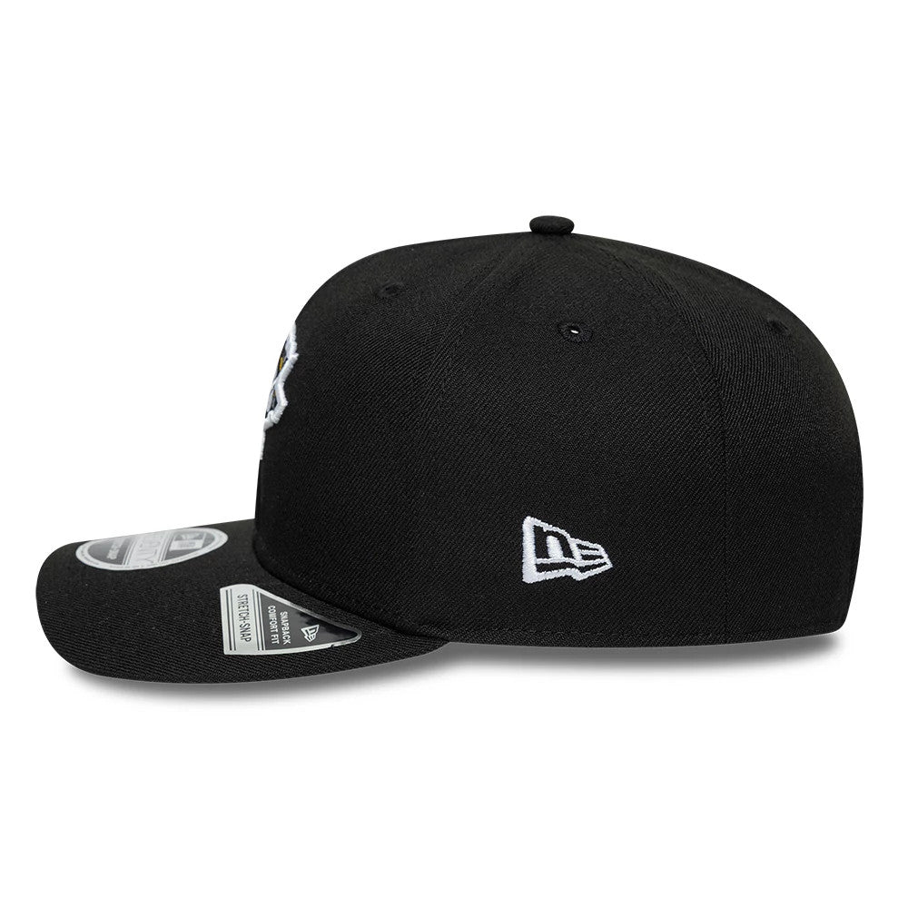 Pictured is this NHL Team Pittsburgh Penguins 9SEVENTY Stretch Snap cap in black. 7