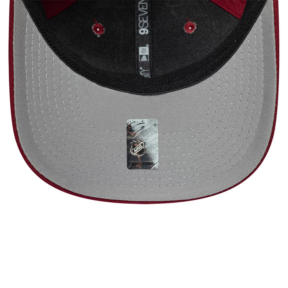 Pictured is this NHL Team Colorado Avalanche 9SEVENTY Stretch Snap cap in dark red. 2