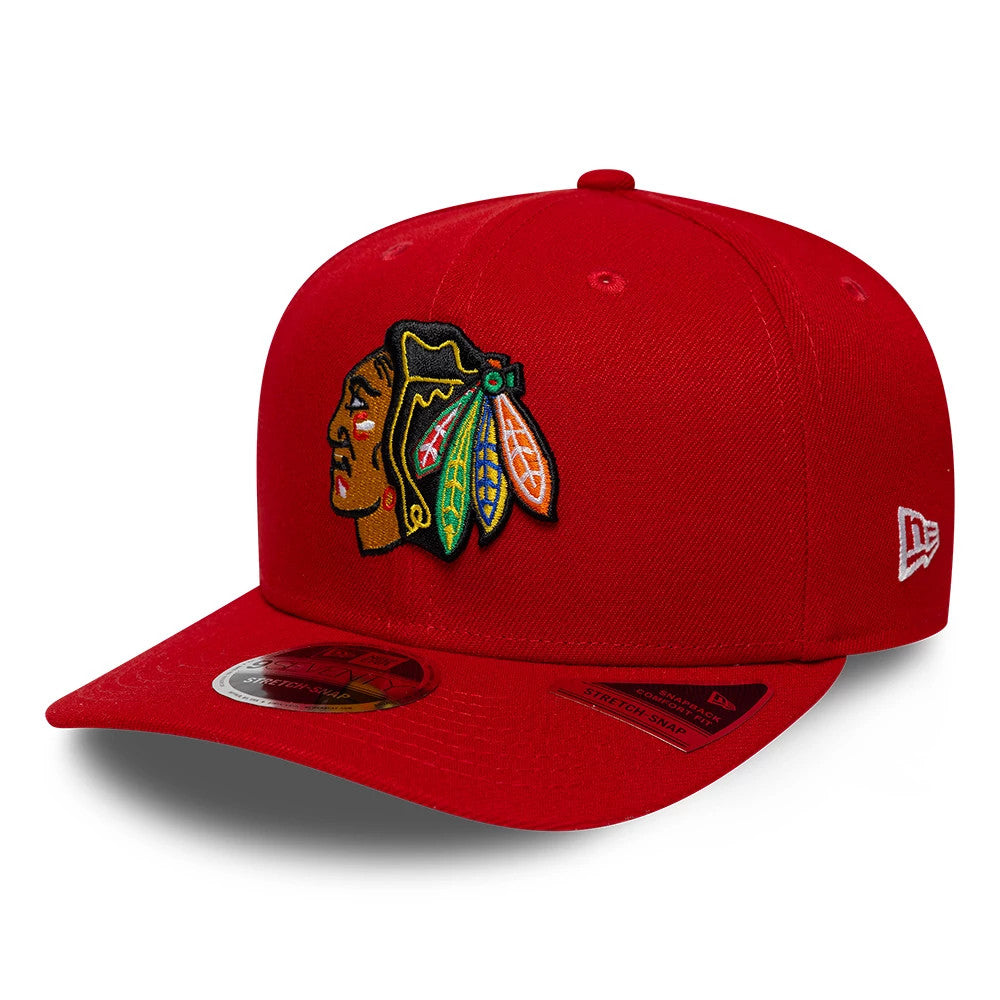 Pictured is this NHL Team Chicago Blackhawks 9SEVENTY Stretch Snap cap in red. 1